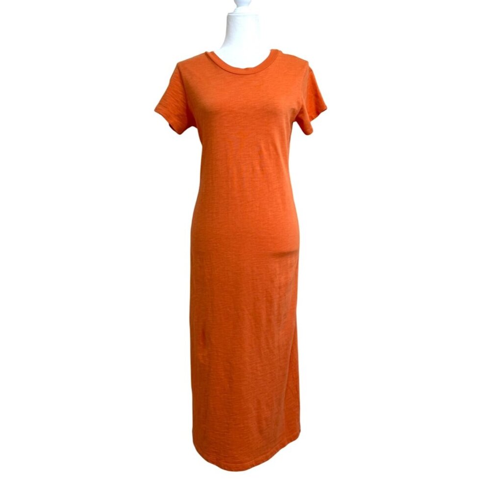 LNA Clothing Mayer Tee Slub Dress Cutout Orange Cotton USA Size S NEW $156
